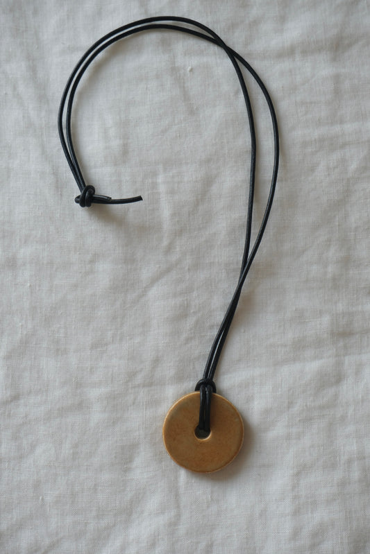 Large Disc Ceramic Necklace In Dune - Sagu