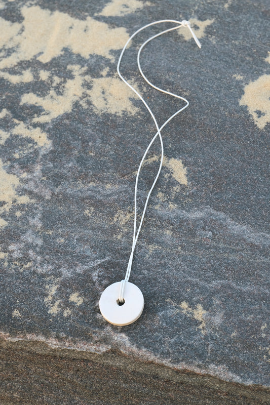 Disc Ceramic Necklace In Off White