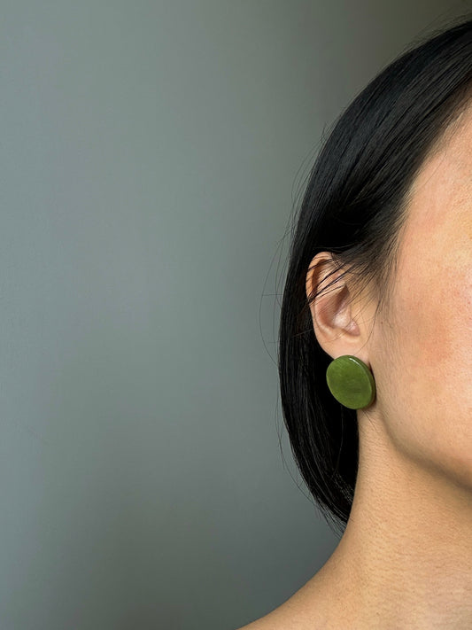 Large Ora Porcelain Round Earrings In Cactus